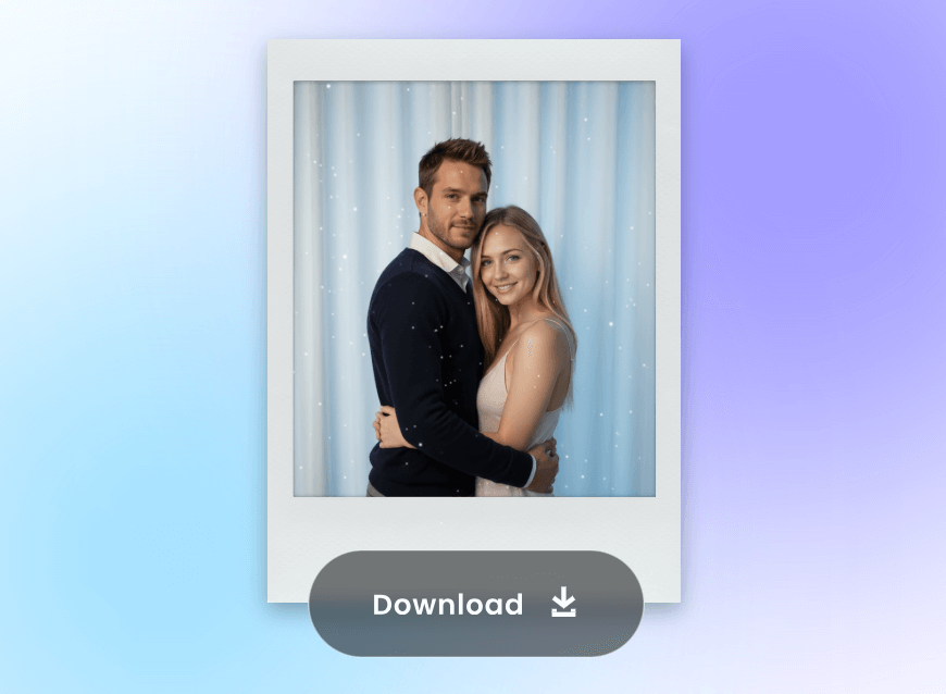 Download an ai polaroid photo featuring a man hugging a woman