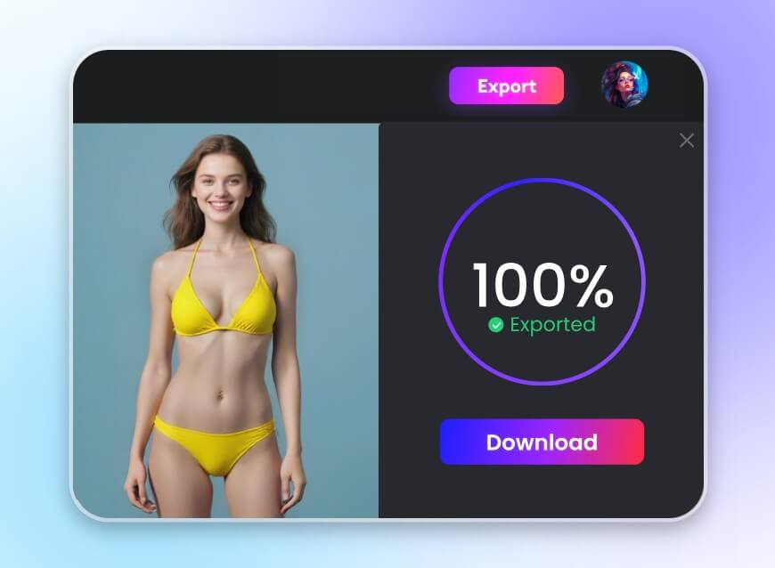 黄色のビキニを着た女性の画像または動画をダウンロードする