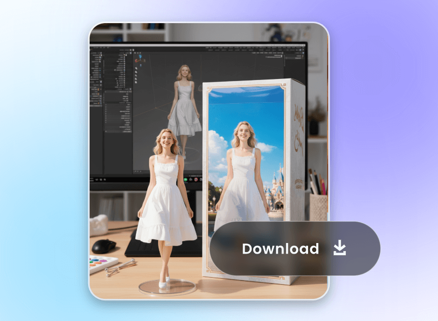 Download the 3d figurine version of a girl photo from clipfly