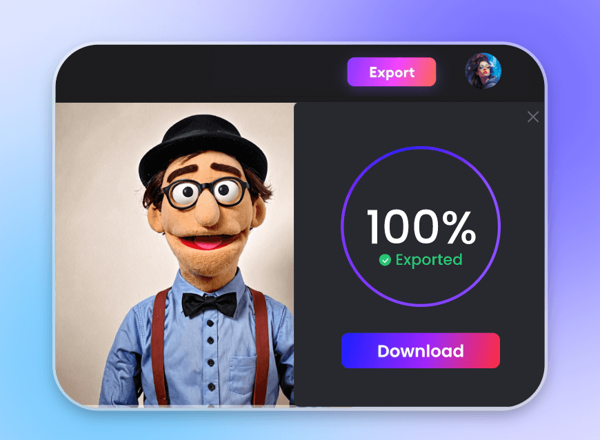 Baixe a foto do boneco gerada por IA do Clipfly