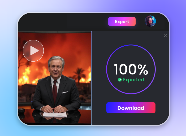 baixe o vídeo de notícias gerado por ia no gerador de notícias clipfly