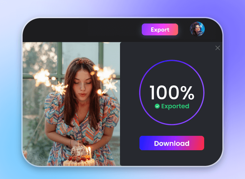 Download the ai generated reel of a girl celebrating her birthday