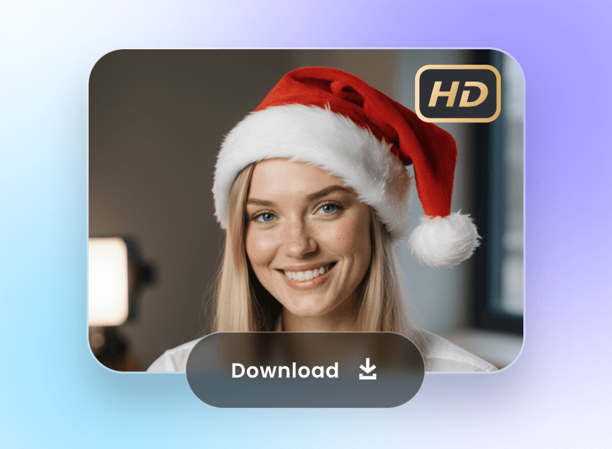 Descargar la foto de retrato femenino en alta definición con gorro de Papá Noel