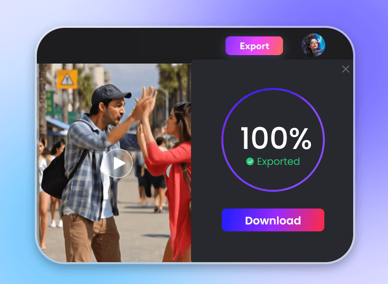 Download your ai fighting video generated by clipfly