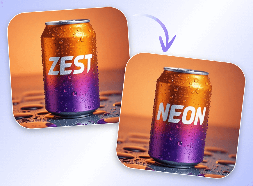 Edit the text on a tin with Qwen AI model on Clipfly