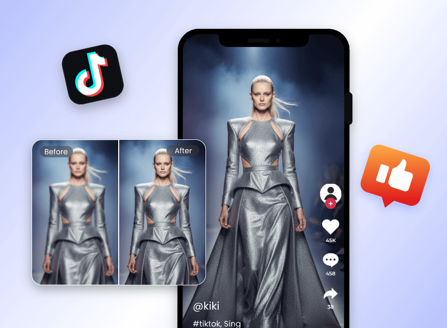Mejora la calidad de una foto de modelo y compártela en redes sociales
