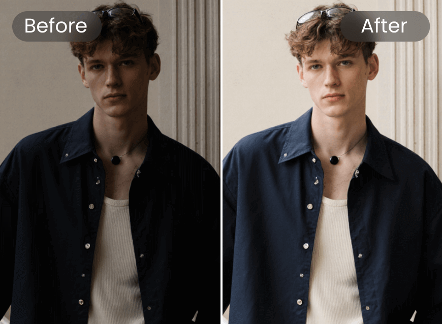 Mejora el brillo de una foto de un hombre atractivo