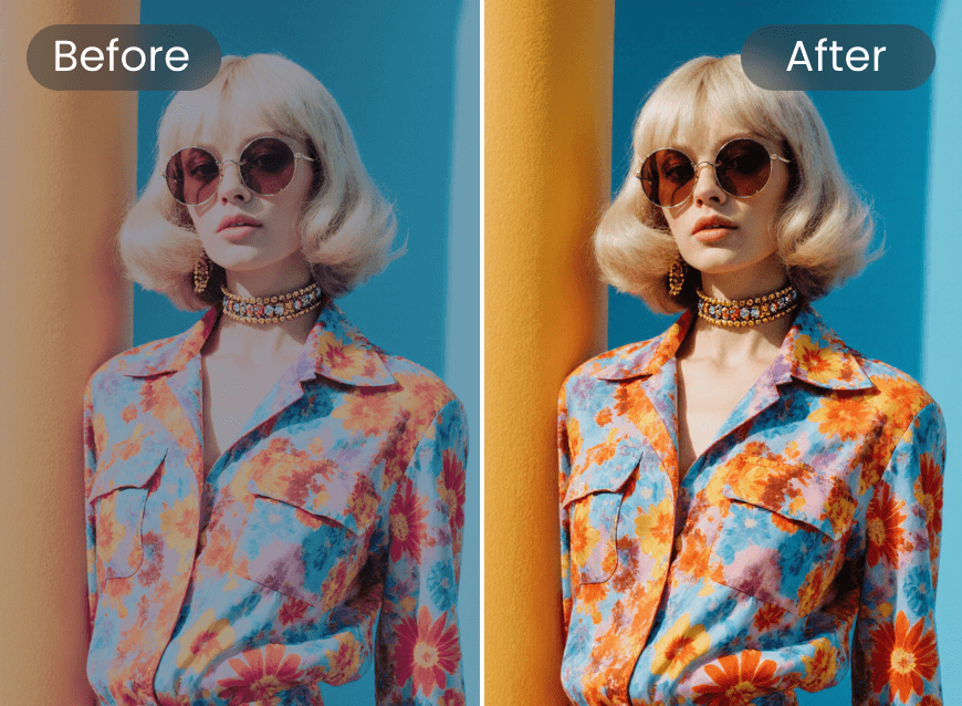 Mejora el color y contraste de una foto de una mujer con estilo