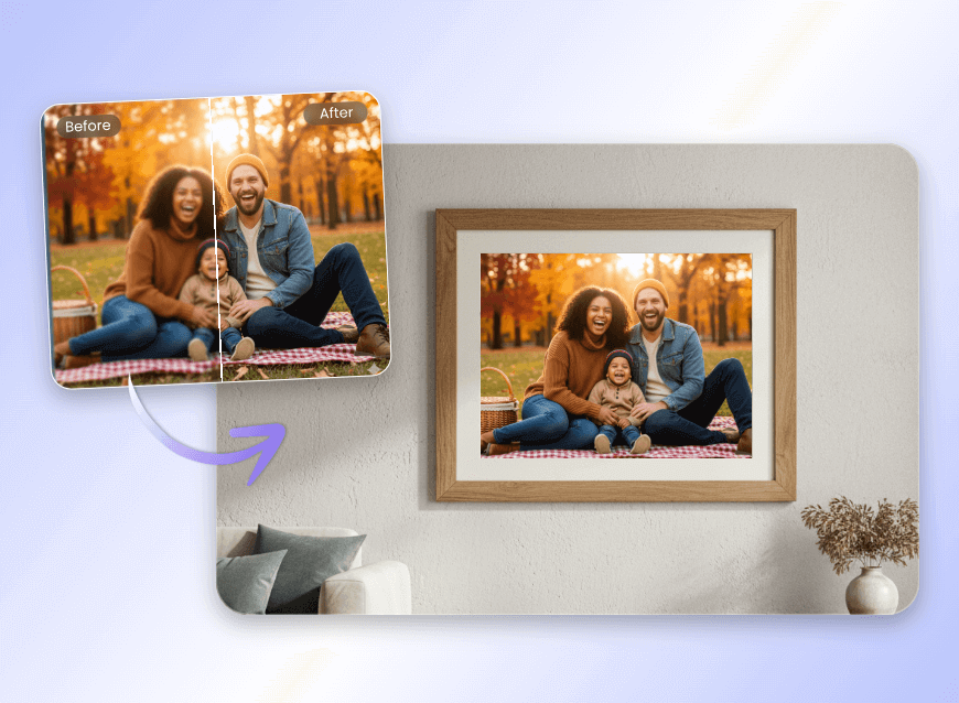 Mejora la calidad de una foto familiar y enmárcala para imprimir