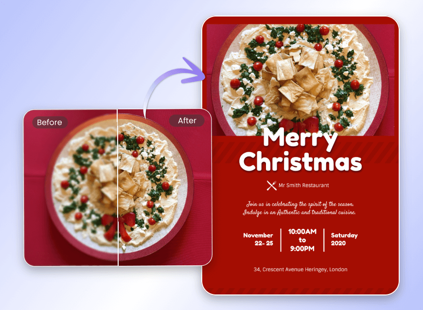 Mejora la calidad de una foto de comida para diseño de posters