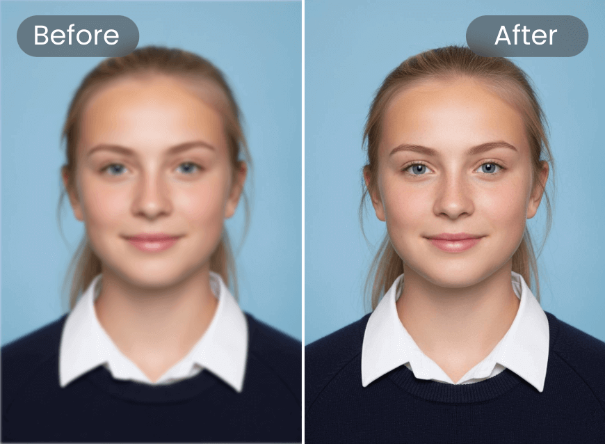 Mejora la calidad de imagen de una foto de identificación de una chica