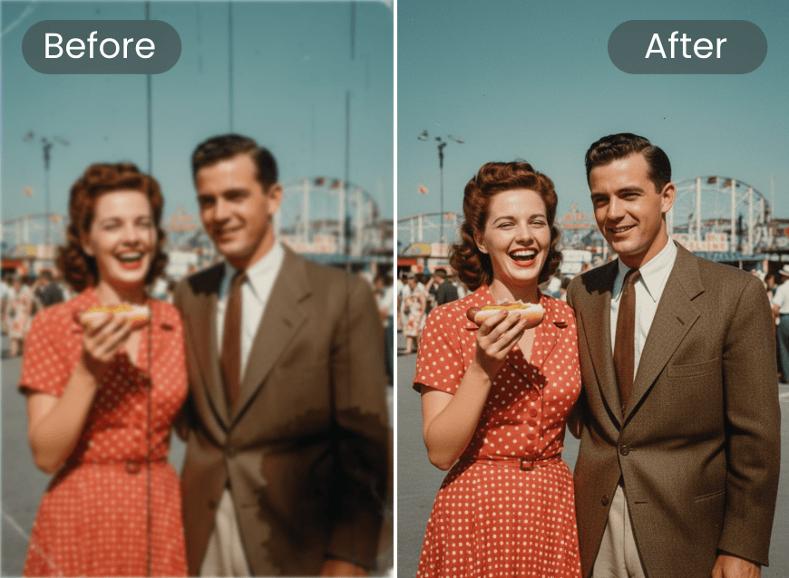 Mejora la calidad de imagen de una foto antigua de una pareja