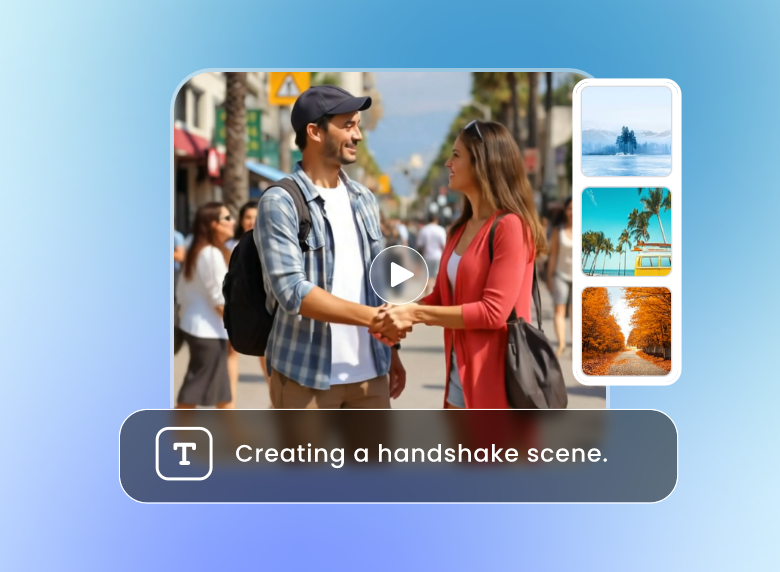 Enter handshake as text prompt and make two photos shake hands in clipfly ai handshake video generator