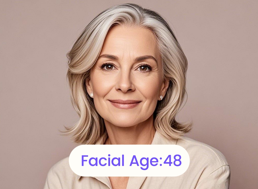 Example image featuring an elderly woman for testing her age with Clipfly AI age estimation tool