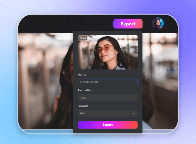 Export a video in a few clicks