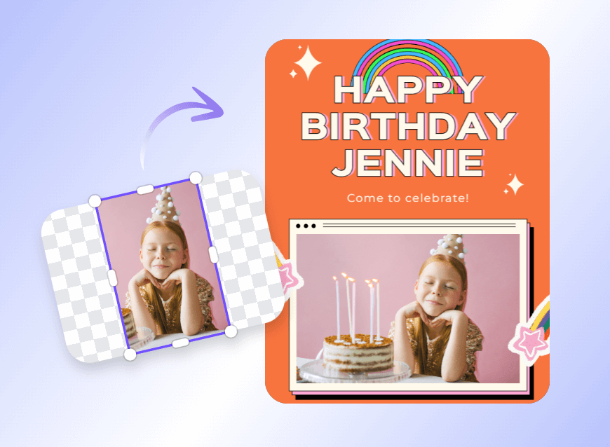 Extend a little girls birthday photo and use it to create a poster