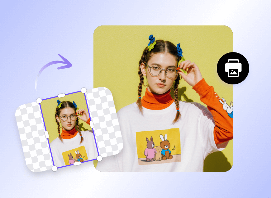 Extend a trendy womans photo and use it for printing