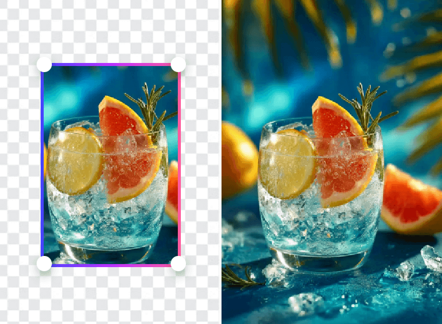 Extend the content of a glass of sparkling water