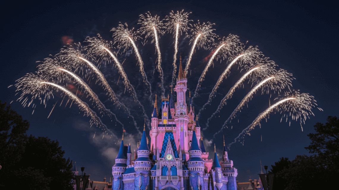 Fairytale castle fireworks wallpaper generated by clipfly ai wallpaper generator