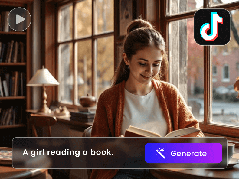 Featured image for clipfly ai tiktok video generator featuring a girl reading a book