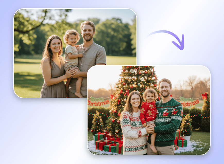 Portrait familial festif