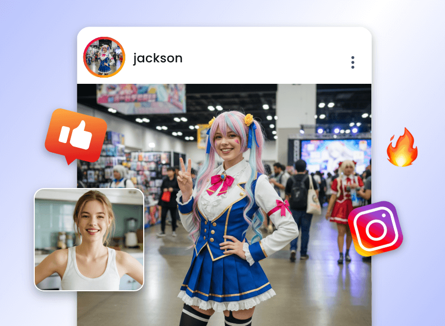 Gempix 2 ai image generator helps a female virtually wear