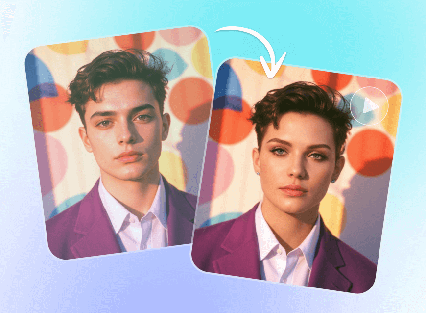 スーツを着たハンサムな少年を女の子に変身させクリップフライで動画を作成する