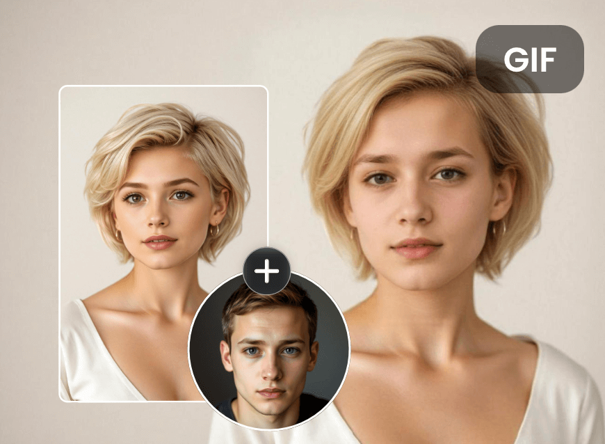 男性の写真を女性に変換しGIF画像に変換する