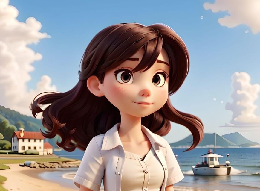 Gerar personagem de menina de desenho animado em 3d no clipfly