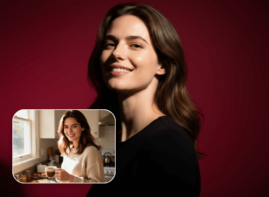 Generate a cinematic portrait from a casual picture with Qwen AI model on Clipfly