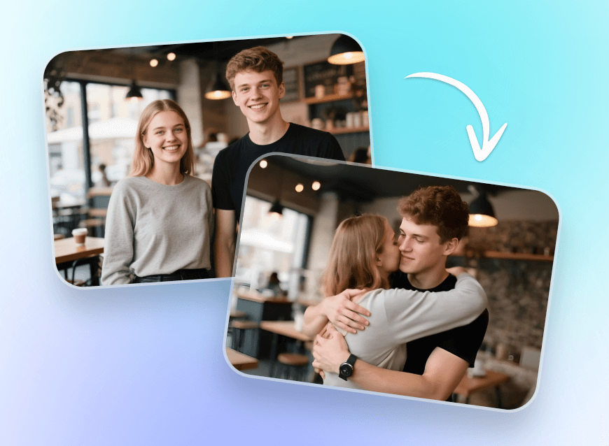Generate a hugging video for a couple photo using clipfly ai hug video generator