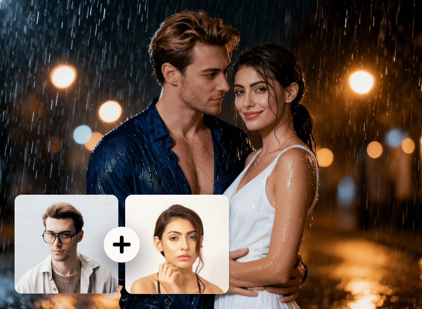 Generate a rainy day couple image