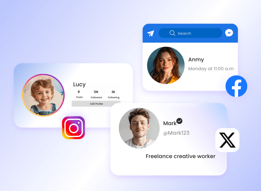 Generate ai people visuals and use them as social media pfps