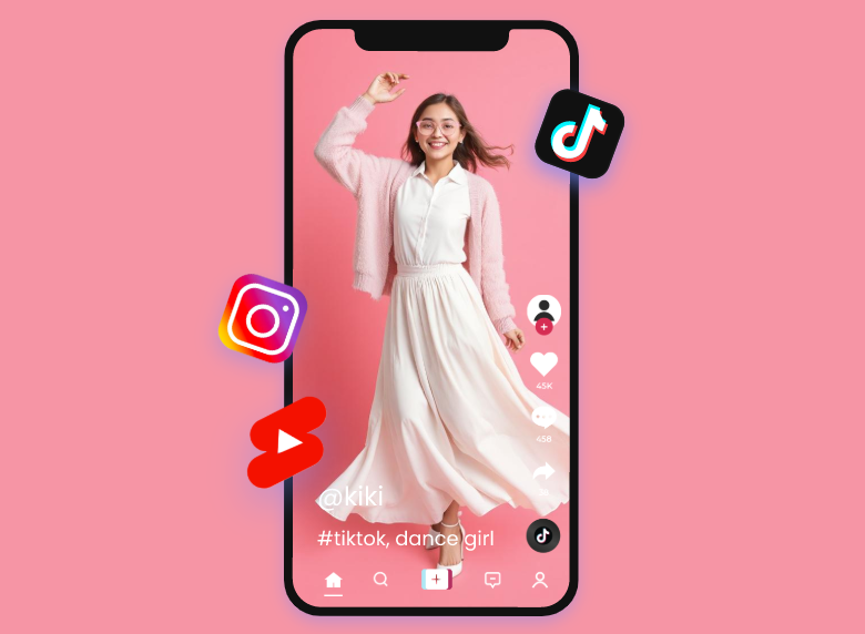 Generate an ai dance video from a photo of a lady in a white dress and use it as a tiktok or yt shorts content