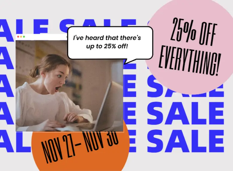 Generate an ai shocking girl meme and use it for your sale campaign