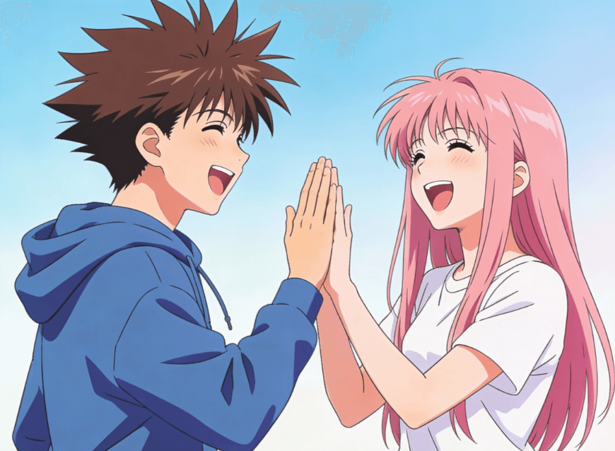 Generate an anime couple in 2000s anime style