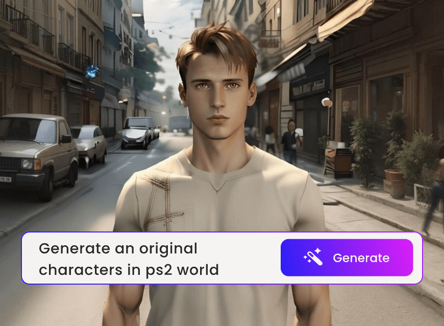 Generate an original character in the ps2 style from text with clipfly ai ps2 generator