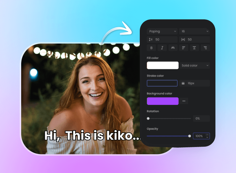 Generate and design captions for the video