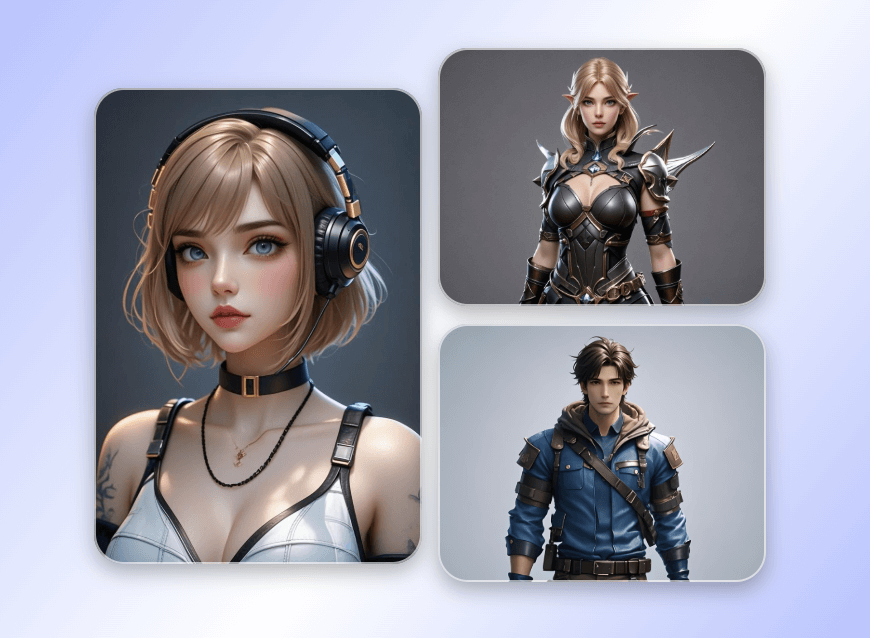 Generate three ai humans from text and make them npcs in a game