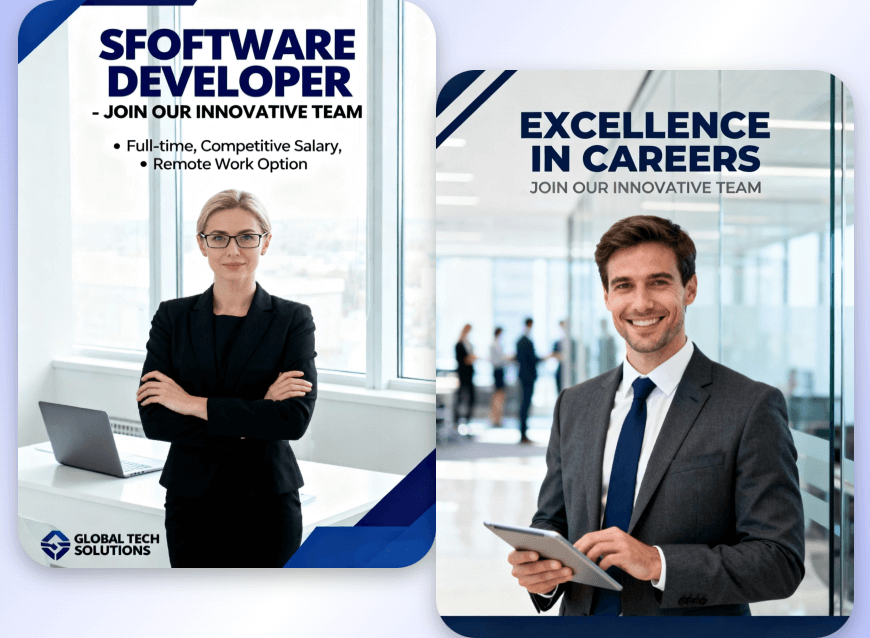 Generate two business hiring posters with clipfly ai poster generator