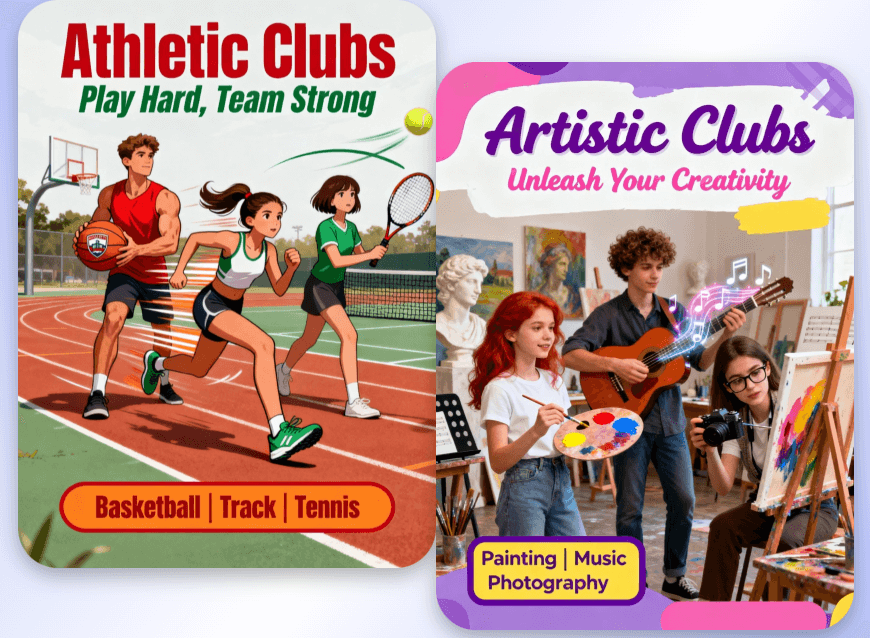 Generate two school event posters with clipfly ai poster generator