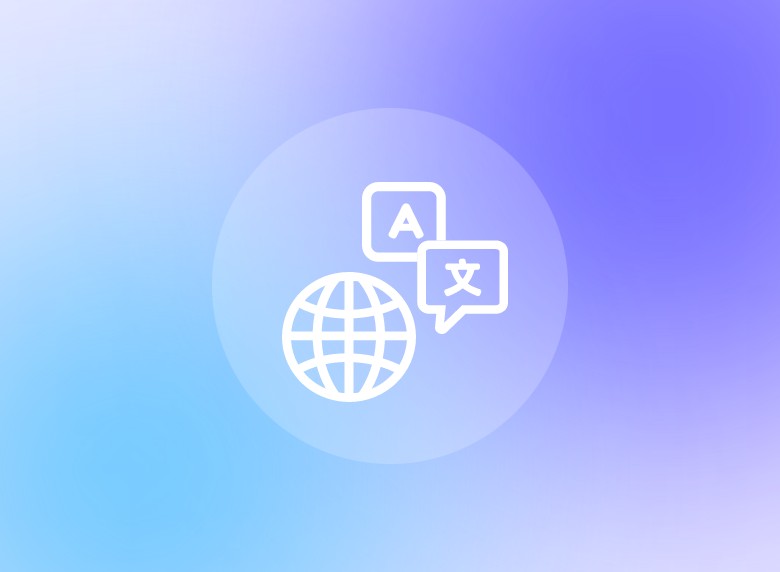 Ícone de gradiente púrpura são suportados vários idiomas