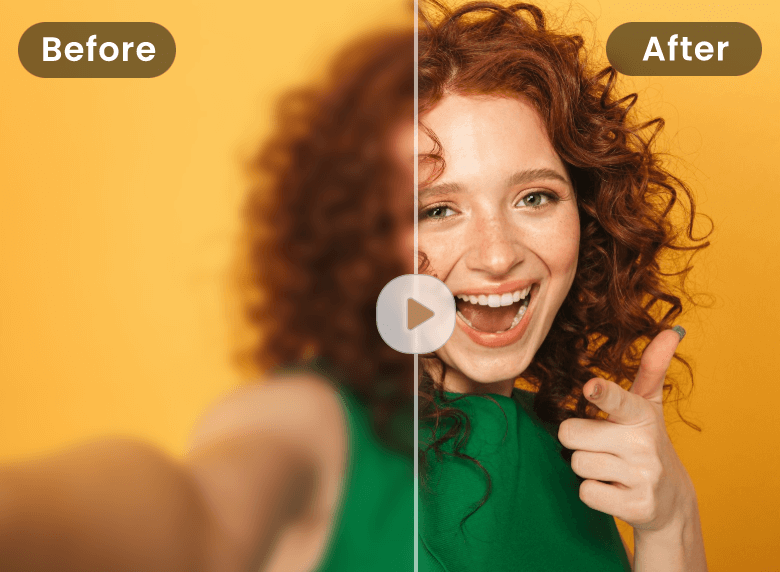 Improve the clarity of a video of a lady with short hair in a yellow bg