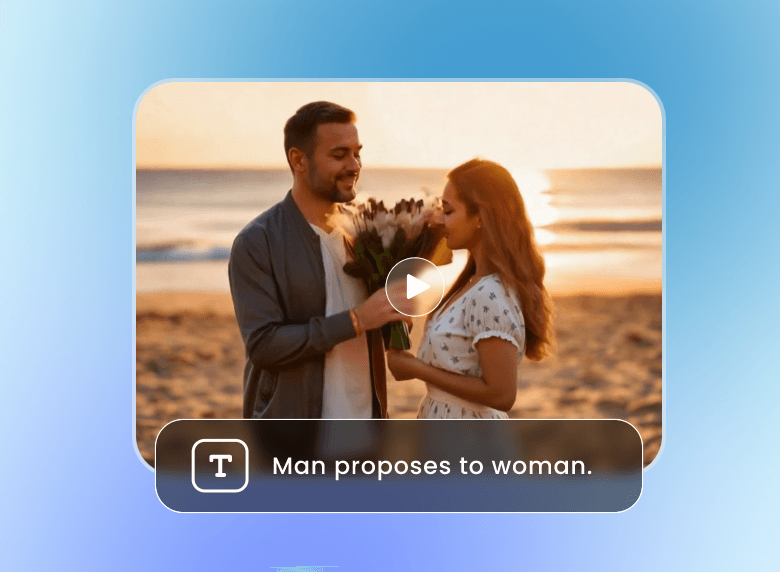 Introduzir texto para gerar um vídeo de proposta de um homem e uma mulher com IA