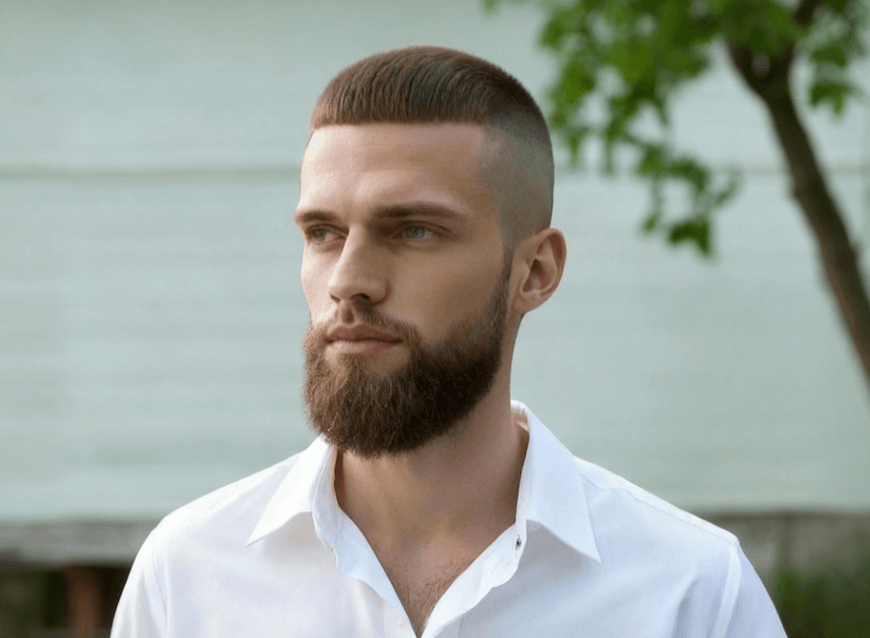 Long buzz cut coupled with full beard generated with clipfly buzz cut filter