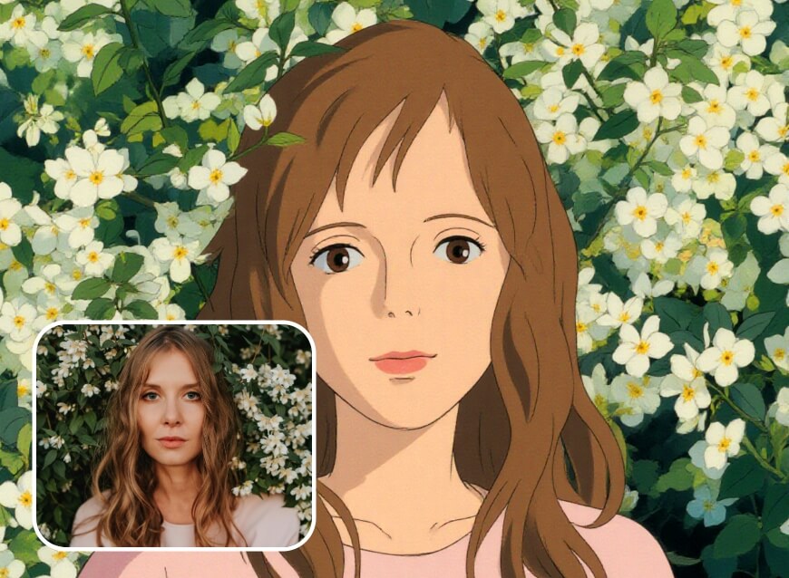 eine frau in einen ghibli-charakter verwandeln
