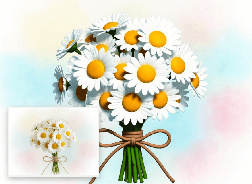 Make a flower emoji from daisies picture