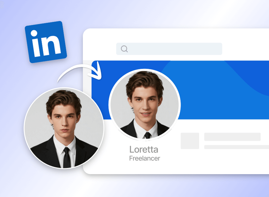 Make a male professional headshot smile and apply it as his linkedin pfp