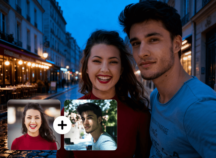 Make a natural travel couple image with clipfly ai photo editor