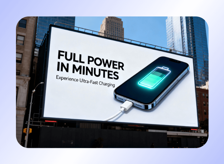 Make a phone charger ad with clipfly flux 2 pro